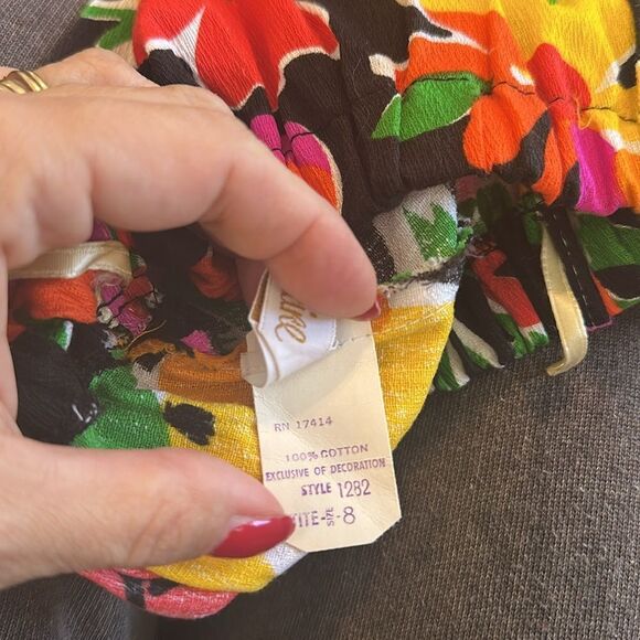 Vintage 60s/70s Miss Elaine flower power cotton maxi skirt with ruffled hem - Picture 8 of 9